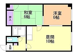 レジデンス岡田 2LDKの間取図画像