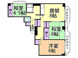 南平岸ビル 3DKの間取図画像
