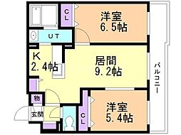 平岸リバーサイド 2LDKの間取図画像