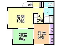 アメニティ6澄川 2LDKの間取図画像
