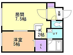 ピュアライフ5-3 1LDKの間取図画像