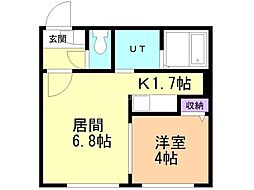 札幌市南区澄川四条2丁目マンション 1LDKの間取図画像
