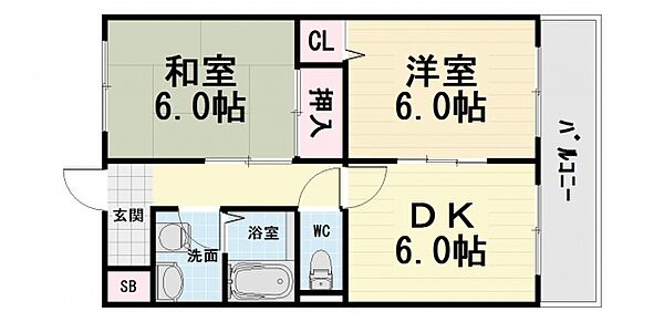 大阪府堺市西区鳳東町3丁(賃貸マンション2DK・3階・45.00㎡)の写真 その2