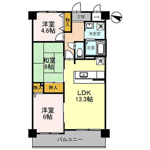 大阪府堺市西区鳳南町5丁(賃貸マンション3LDK・2階・66.36㎡)の写真 その2