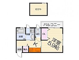 南海線 高石駅 徒歩4分の賃貸アパート 1階1Kの間取り