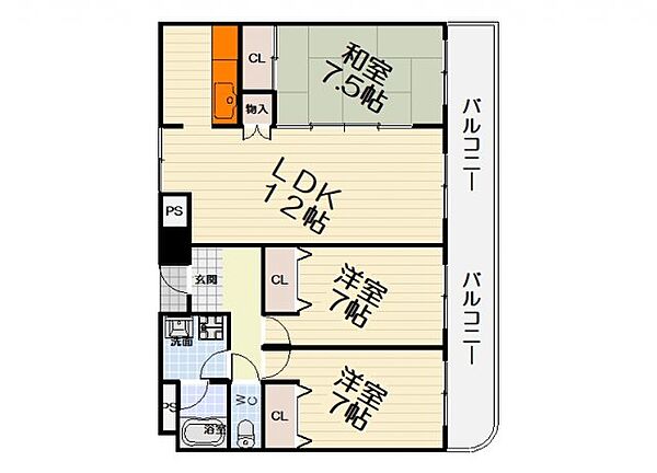 大阪府堺市中区深井沢町(賃貸マンション3LDK・5階・61.00㎡)の写真 その2