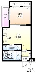 南海線 高石駅 徒歩8分の賃貸アパート 1階1LDKの間取り