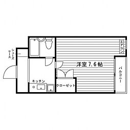 ベルハイツ御所 3階1Kの間取り