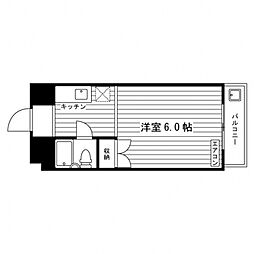 烏丸十条ビル 3階1Kの間取り