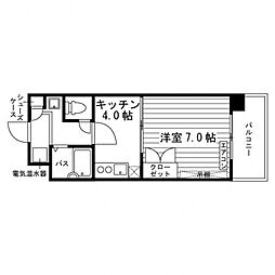 サンメイツ京阪・竹田 2階1Kの間取り