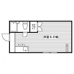桝嘉ハイツ 1Kの間取図画像