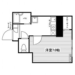 三洋苑 2階1Kの間取り