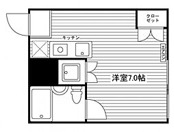 KINUGASA terrasse 4階ワンルームの間取り