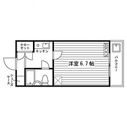 クレイン山里 4階1Kの間取り