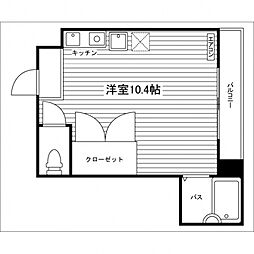 キャニオンテラス7 4階ワンルームの間取り