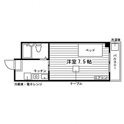 ヤングプラザ 2階1Kの間取り