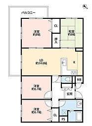 多賀ハウス 4LDKの間取図画像