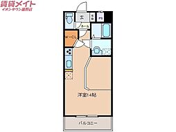 大安ヒルズ 6階ワンルームの間取り
