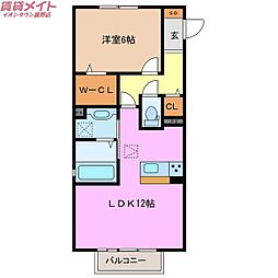 キートスマルカ　A棟 1階1LDKの間取り