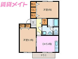 コーポみゆきIII 1階2DKの間取り