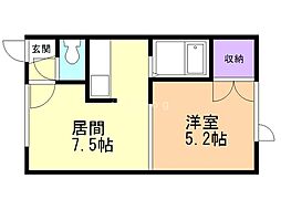 ルミエール 1DKの間取図画像