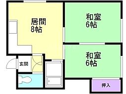 メゾン小間 2DKの間取図画像