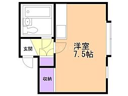 コーポみゆき ワンルームの間取図画像