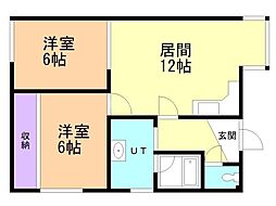 貝塚ハイツ 2LDKの間取図画像