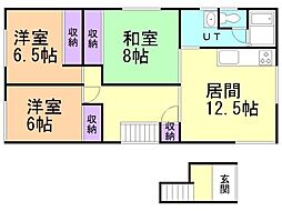 いわたハイツ 3LDKの間取図画像