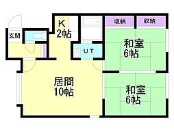 椿ハウス 2LDKの間取図画像