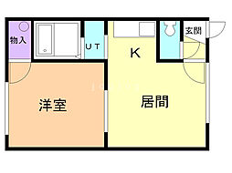 金盛マンション 1DKの間取図画像