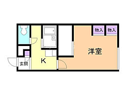 レオパレス麻里1 1Kの間取図画像