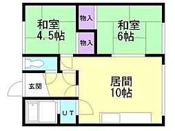 コーポ中西 2LDKの間取図画像