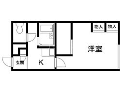 レオパレスフロンティア2 1Kの間取図画像