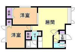 ウェルカムサトウ1 2LDKの間取図画像