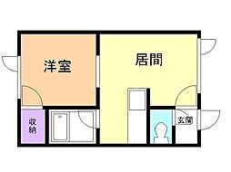 アーバンエステートJ,S 1DKの間取図画像