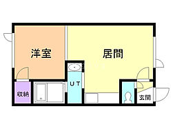 クレイン 1LDKの間取図画像