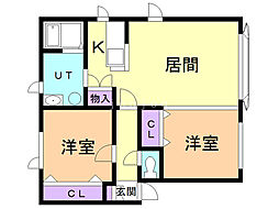 スティーツ豊川 2LDKの間取図画像