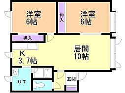 エスポワール鳥取 2LDKの間取図画像