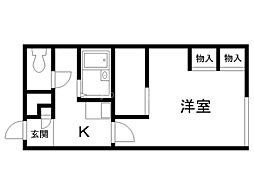 レオパレス昭和中央 1Kの間取図画像