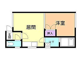 レインボーハイツ 1LDKの間取図画像