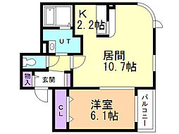 BRISESEASON愛国東 1LDKの間取図画像