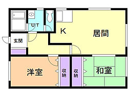 スワンハイツ3 2LDKの間取図画像