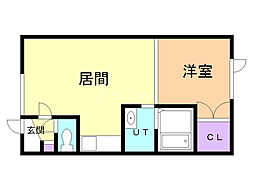 リーベンス2 1LDKの間取図画像
