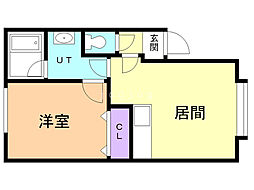 ハイツハイグレード 1DKの間取図画像