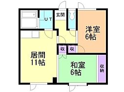 コーポ鶴野 2LDKの間取図画像