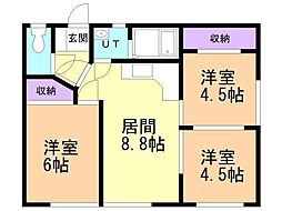 メゾン福泉 3DKの間取図画像