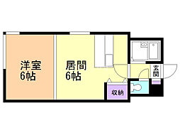ノースコート新橋2 1DKの間取図画像