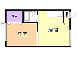 グリーンアップル 1LDKの間取図画像