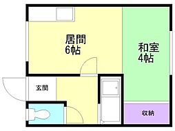 浅野ハイツ 1DKの間取図画像